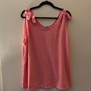 White Birch Coral Tank Top with Shoulder Bows